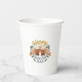 ヴィンテージ ビールで乾杯 誕生日アート 紙コップ