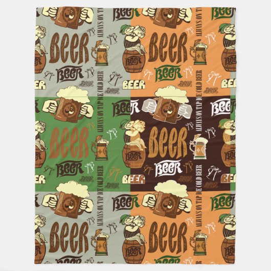 ヴィンテージ ビール フリースブランケット (正面)