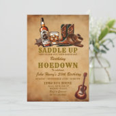 ヴィンテージ ビール ブーツ カウボーイ 大人 誕生日 招待状 (スタンド正面)