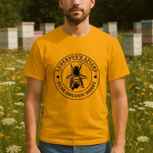 ヴィンテージ ビー養蜂場 ハニーラベル テンプレート Tシャツ