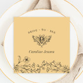 ヴィンテージ ビー ワイルドフラワー イエロー シャワー スタンダードカクテルナプキン