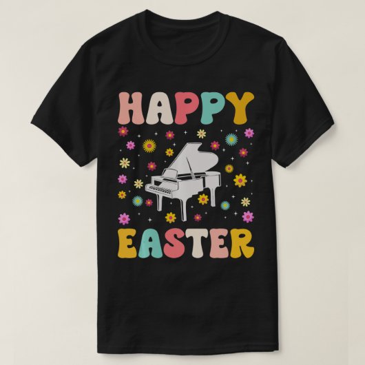 ヴィンテージ ピアノ グラフィック 面白いイースター デー Tシャツ (デザイン正面)