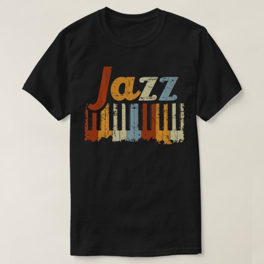 ヴィンテージ ピアノ 楽器 ジャズ ミュージック ジャンル Tシャツ (デザイン正面)