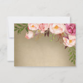 ヴィンテージ ピオニー ラスティック ブラッシュ ウェディング RSVP カード (裏面)