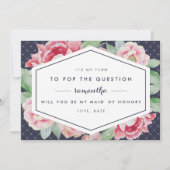 ヴィンテージ ピオニー 私のメイド オブ オナー カード (正面)