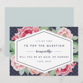 ヴィンテージ ピオニー 私のメイド オブ オナー カード