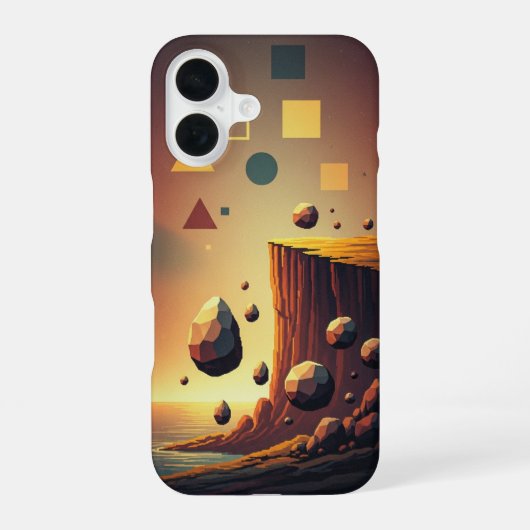ヴィンテージ ピクセルアーケード ファンタジー 崖 iPhone 16ケース (裏面)