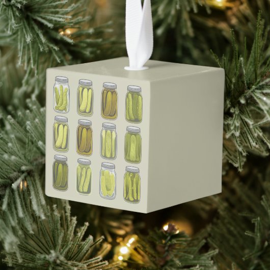 ヴィンテージ ピクルス好きのための瓶詰めピクルス クリスマス キューブオーナメント (ツリー)