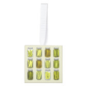 ヴィンテージ ピクルス好きのための瓶詰めピクルス クリスマス キューブオーナメント (正面)