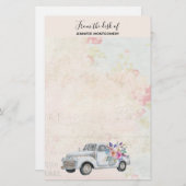 ヴィンテージ ピックアップ トラック ラスティック ウォーターカラー 便箋 (正面/裏面)