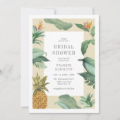 ヴィンテージ ピニャータ &amp; トロピカル リーフ ブライダル シャワー 招待状 (正面)