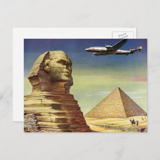 ヴィンテージ・ピラミッ素晴らしド，エジプトギザのスフィンクス ポストカード (正面/裏面)