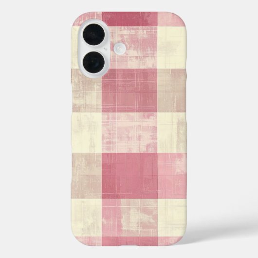ヴィンテージ ピンクとクリームの市松模様 Case-Mate iPhoneケース (裏面)
