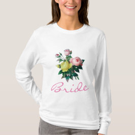 ヴィンテージ ピンクと黄色のバラの花 ブライドシャツ Tシャツ