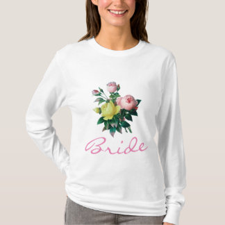 ヴィンテージ ピンクと黄色のバラの花 ブライドシャツ Tシャツ