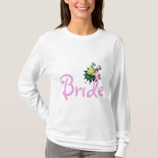 ヴィンテージ ピンクと黄色のバラの花 ブライドシャツ Tシャツ