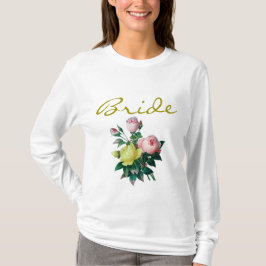 ヴィンテージ ピンクと黄色のバラの花 ブライドシャツ Tシャツ
