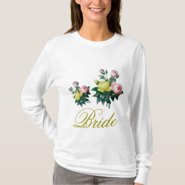 ヴィンテージ ピンクと黄色のバラの花 ブライドシャツ Tシャツ