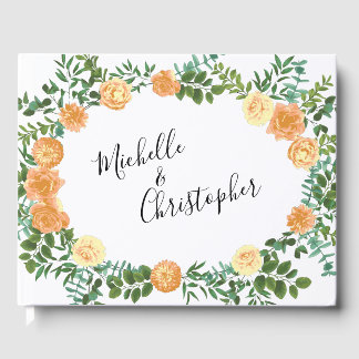 ヴィンテージ ピンクのバラのウェディング ゲストブック