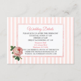 ヴィンテージ ピンクのバラのウェディング ディテール カード