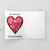 ヴィンテージ ピンクのバラ バレンタインデー ハート カード (内部)