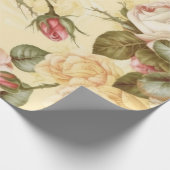 ヴィンテージ ピンクのバラ ラッピングペーパー (角)