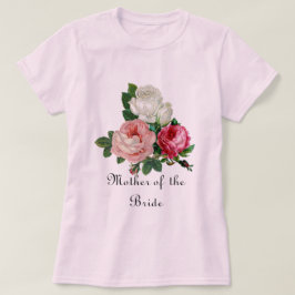 ヴィンテージ ピンクのバラ  花嫁の母 のフラワーデザイン Tシャツ