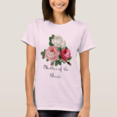ヴィンテージ ピンクのバラ  花嫁の母 のフラワーデザイン Tシャツ (正面)