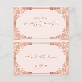 ヴィンテージ ピンクのプリントされたゲスト名 ウェディング プレイスクカード