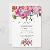 ヴィンテージ ピンクの芍薬の花の結婚式アップデート 招待状 (正面)