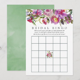 ヴィンテージ ピンクの芍薬 ブライダルシャワー ビンゴ 招待状