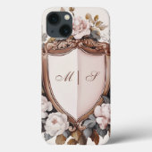 ヴィンテージ ピンクの芍薬 ロココ ウェディング クレスト Case-Mate iPhoneケース (裏面)