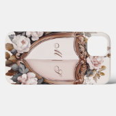 ヴィンテージ ピンクの芍薬 ロココ ウェディング クレスト Case-Mate iPhoneケース (裏面 (横))