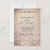 ヴィンテージ ピンクの花のウェディング 招待状 (正面)