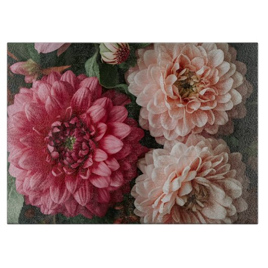 ヴィンテージ ピンクの花 カッティングボード (正面)