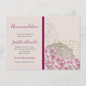 ヴィンテージ ピンクの花 パリの春 ブルゴーニュ エンクロージャーカード (正面)