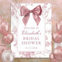 ヴィンテージ ピンクの蝶結び ウェルカムサイン 結婚前のお祝い