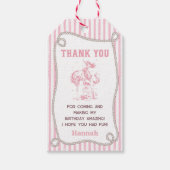 ヴィンテージ ピンクカウガール 1歳の誕生日パーティー ギフトタグ (正面)