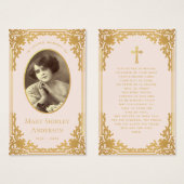 ヴィンテージ ピンクゴールド 追悼 記念 祈念カード (正面&裏面)