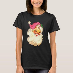 ヴィンテージ ピンクサンタクロース ピンクのクリスマスデザイン Tシャツ