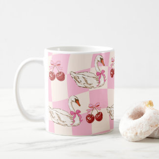 ヴィンテージ ピンクスワンとチェリー コーヒーマグ コーヒーマグカップ