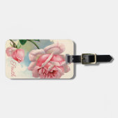ヴィンテージ/ピンクビクトリアンローズのパーソナライズ ラゲッジタグ (正面横)