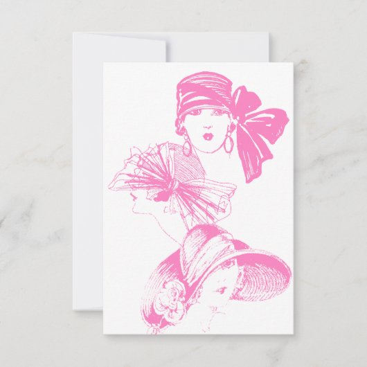 ヴィンテージ ピンクレディース ブランク フラッパーハット インビテーション (正面)