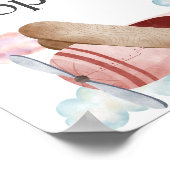 ヴィンテージ ピンク飛行機 荷物預かりパーティーサイン ポスター (角)