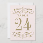 ヴィンテージ ピンク アンティーク フラワーリング ウェディング テーブル ナンバー 招待状 (正面)
