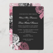 ヴィンテージ·ピンク·アンド·ホワイト·ロ結婚ーズズ 招待状 (正面/裏面)