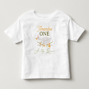 ヴィンテージ ピンク オレンジ ワン シリ― グース 1歳の誕生日 トドラーTシャツ
