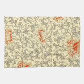 ヴィンテージ ピンク グレー ボタニカル フローラル キッチンタオル (横)