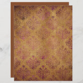 ヴィンテージ ピンク ゴールド ダマスク柄 スクラップブック用紙 (正面/裏面)