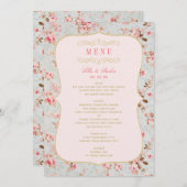 ヴィンテージ ピンク ゴールド フローラル ガーデン パーティー ウェディング メニュー (正面/裏面)